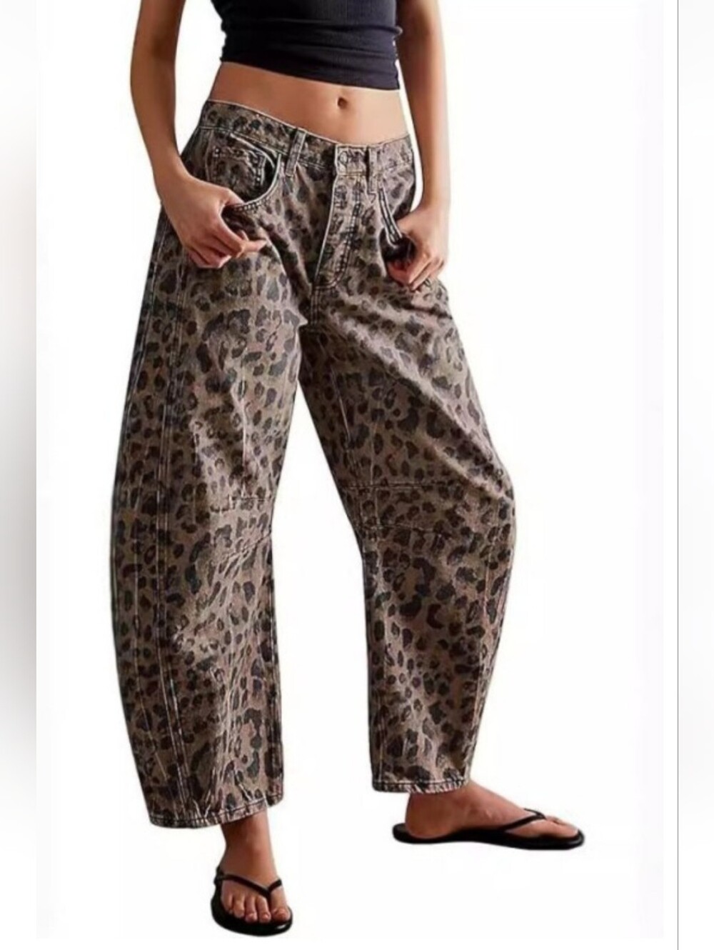 NEW Leopard Print Barrel Jeans - Brown